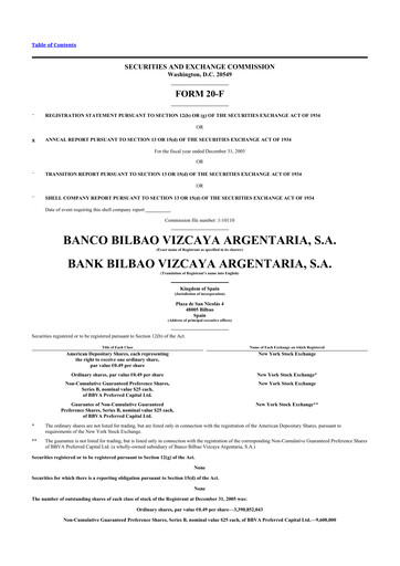 Vorschaubild Banco Bilbao Vizcaya Argentaria 20-F Jahresbericht 