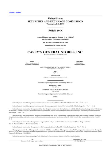 Thumbnail Casey's General Stores
 10-K Annual Report 