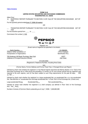 Thumbnail Pepsico 10-Q Quarterly Report FY 