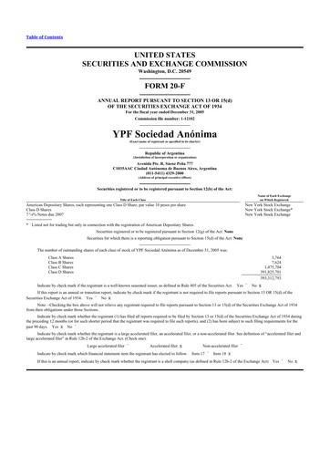 Thumbnail YPF S.A. 20-F Annual Report 