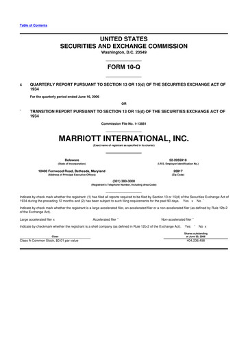 Thumbnail Marriott International 10-Q Quarterly Report FY 