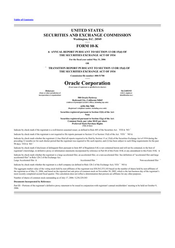 Thumbnail Oracle 10-K Annual Report 