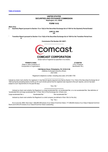 Vorschaubild Comcast 10-Q Quartalsbericht  