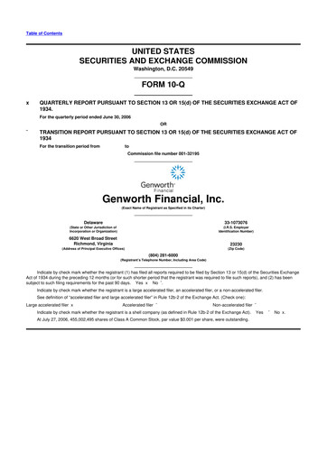 Thumbnail Genworth Financial
 10-Q Quarterly Report FY 