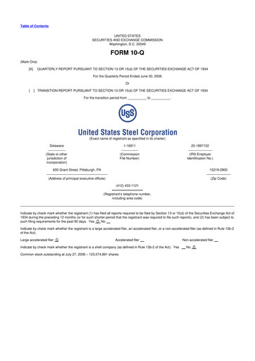 Thumbnail U.S. Steel
 10-Q Quarterly Report FY 