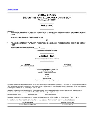 Thumbnail Ventas 10-Q Quarterly Report FY 