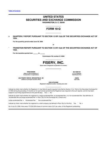 Thumbnail Fiserv 10-Q Quarterly Report FY 