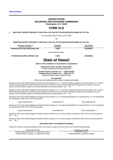 Thumbnail Hawaiian Electric Industries 10-Q Quarterly Report FY 