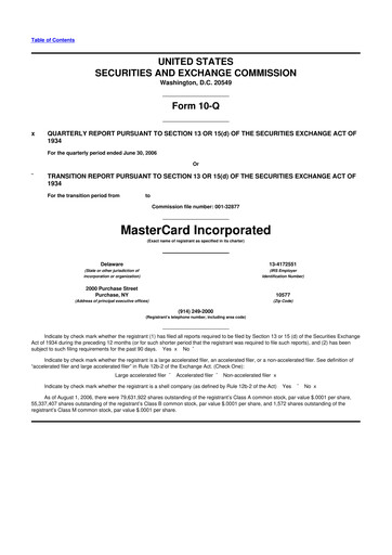 Thumbnail Mastercard 10-Q Quarterly Report FY 