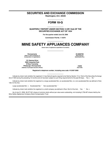 Thumbnail MSA Safety 10-Q Quarterly Report FY 