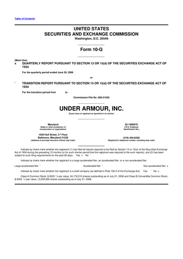 Thumbnail Under Armour
 10-Q Quarterly Report FY 
