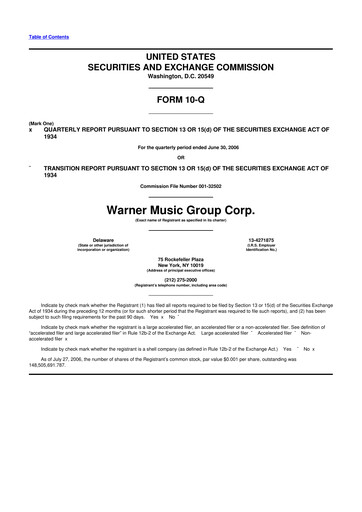 Thumbnail Warner Music Group
 10-Q Quarterly Report FY 