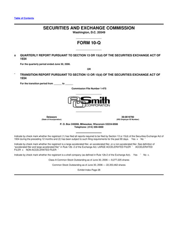 Thumbnail A. O. Smith 10-Q Quarterly Report FY 