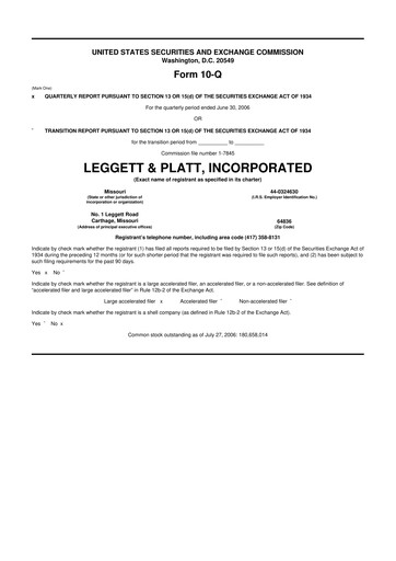 Miniature Leggett & Platt

 10-Q Rapport trimestriel  