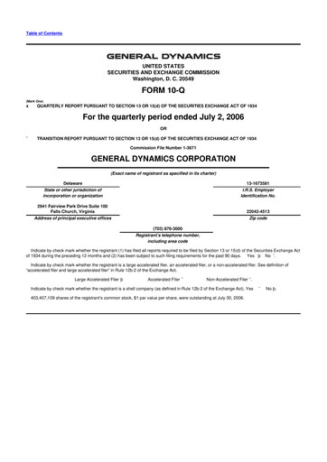 Thumbnail General Dynamics 10-Q Quarterly Report FY 