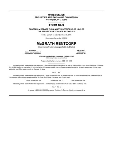 Miniature McGrath RentCorp
 10-Q Rapport trimestriel  