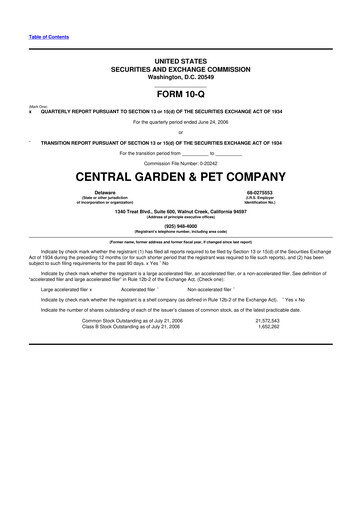 Vorschaubild Central Garden & Pet 10-Q Quartalsbericht  