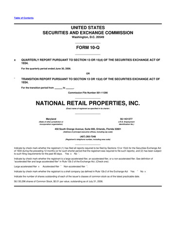 Thumbnail NNN REIT 10-Q Quarterly Report FY 