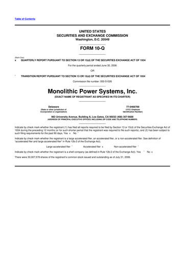 Thumbnail Monolithic Power Systems 10-Q Quarterly Report FY 