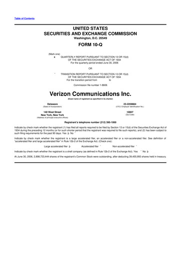 Vorschaubild Verizon 10-Q Quartalsbericht  