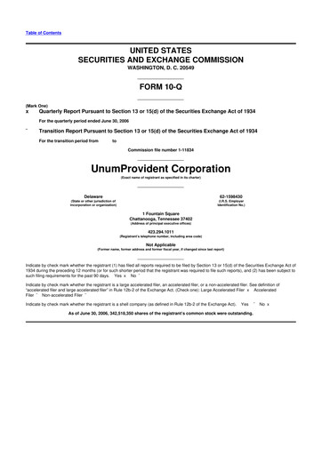 Thumbnail Unum 10-Q Quarterly Report FY 