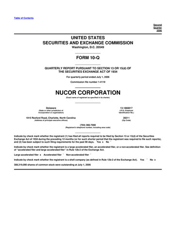 Thumbnail Nucor
 10-Q Quarterly Report FY 