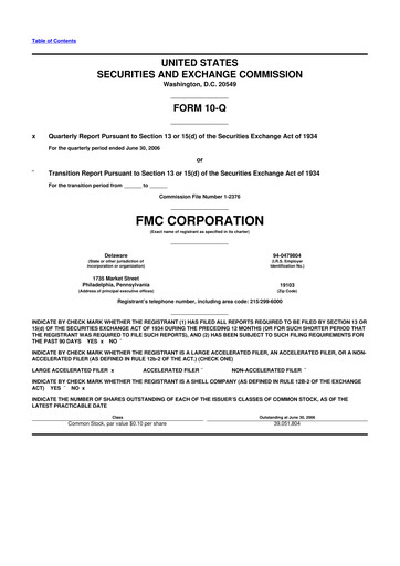 Thumbnail FMC Corporation 10-Q Quarterly Report FY 