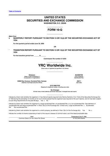 Thumbnail Yellow Corporation 10-Q Quarterly Report FY 