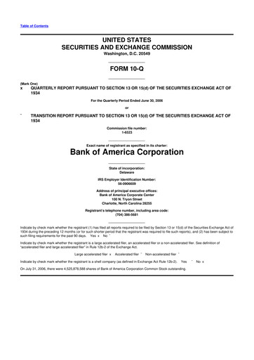 Thumbnail Bank of America  10-Q Quarterly Report FY 