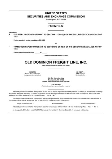 Thumbnail Old Dominion Freight Line
 10-Q Quarterly Report FY 