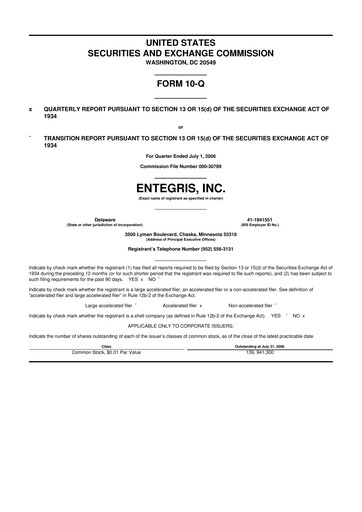 Vorschaubild Entegris 10-Q Quartalsbericht  