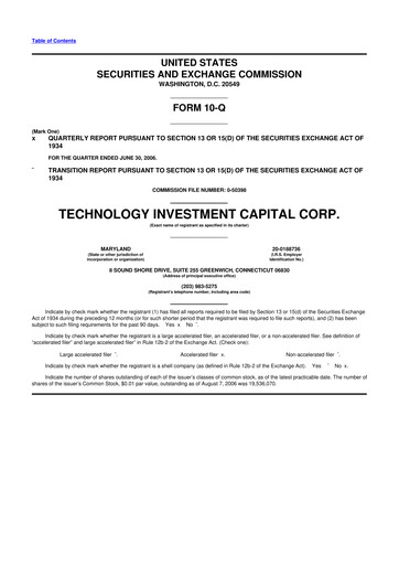 Miniature Oxford Square Capital
 10-Q Rapport trimestriel  