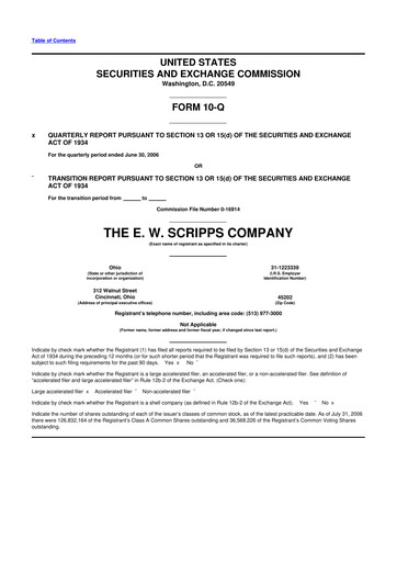 Thumbnail E. W. Scripps Company
 10-Q Quarterly Report FY 