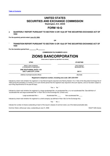 Thumbnail Zions Bancorporation
 10-Q Quarterly Report FY 