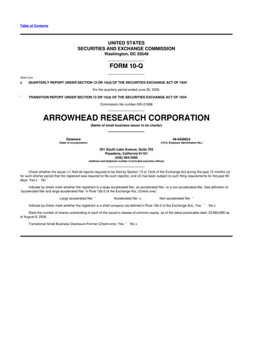 Thumbnail Arrowhead Pharmaceuticals
 10-Q Quarterly Report FY 