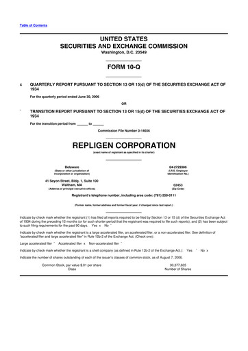 Thumbnail Repligen
 10-Q Quarterly Report FY 