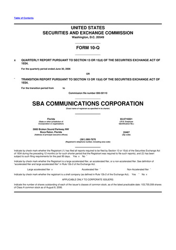 Thumbnail SBA Communications 10-Q Quarterly Report FY 