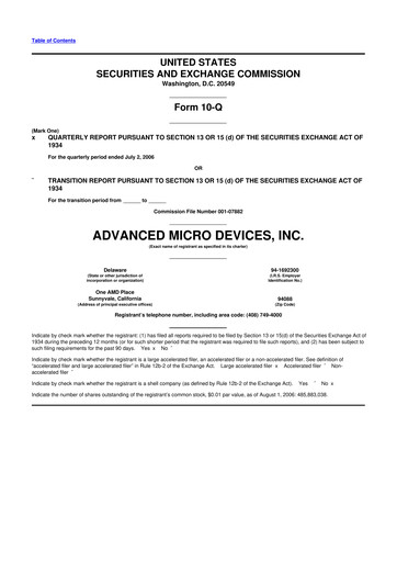 Thumbnail AMD 10-Q Quarterly Report FY 