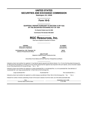 Thumbnail RGC Resources 10-Q Quarterly Report FY 