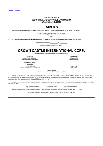 Thumbnail Crown Castle 10-Q Quarterly Report FY 