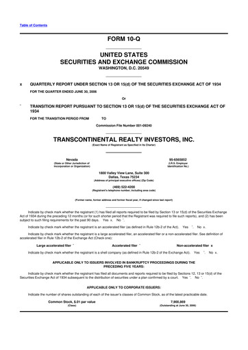 Thumbnail Transcontinental Realty Investors 10-Q Quarterly Report FY 