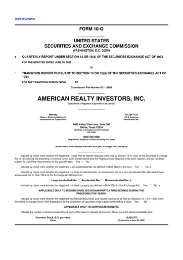 Thumbnail American Realty Investors 10-Q Quarterly Report FY 