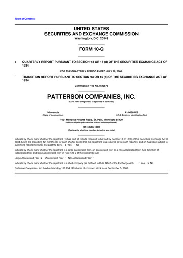 Miniature Patterson Companies
 10-Q Rapport trimestriel  