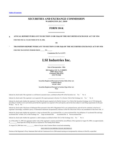 Thumbnail LSI Industries 10-K Annual Report 