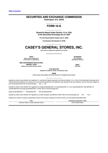 Thumbnail Casey's General Stores
 10-Q Quarterly Report FY 