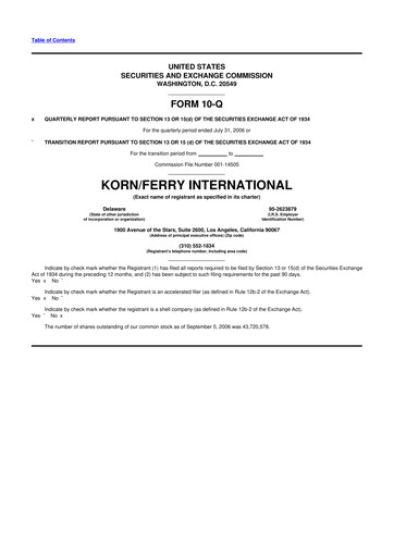 Miniature Korn Ferry
 10-Q Rapport trimestriel  