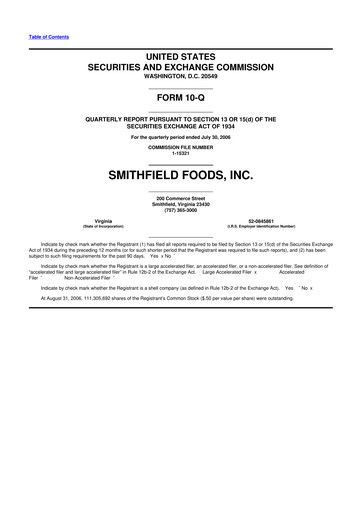 Thumbnail Smithfield Foods 10-Q Quarterly Report FY 