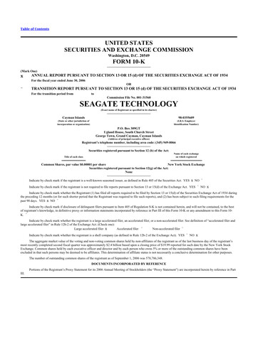 Thumbnail Seagate Technology 10-K Annual Report 