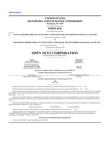 Thumbnail OpenText 10-K Annual Report 