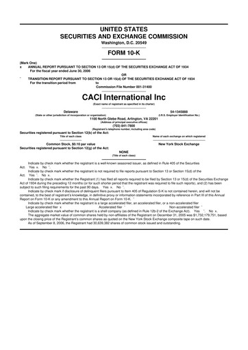 Thumbnail CACI International Inc 10-K Annual Report 
